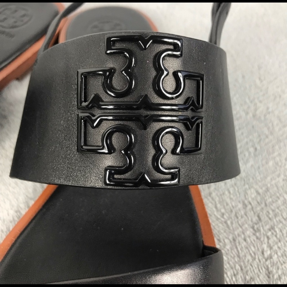 Tory Burch Black Melinda Powder Coated Sandals 8M
